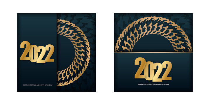 Festive Brochure 2022 Happy New Year Dark blue with winter gold ornament
