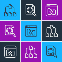 Aufkleber - Set line Folder tree, Broken file and Search concept with folder icon. Vector