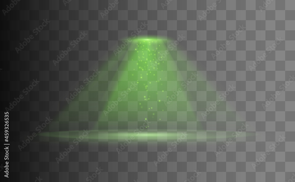 UFO light beam isolated on transparent background. Green Light. Vector ...