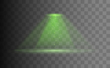 UFO Light Beam Isolated On Transparent Background. Green Light. Vector Illustration