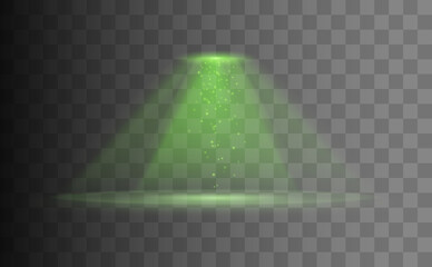 Sticker - UFO light beam isolated on transparent background. Green Light. Vector illustration