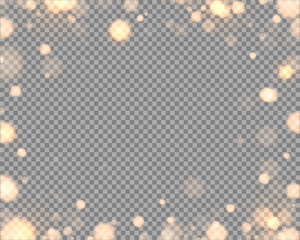 Poster - Shining bokeh isolated on transparent background. Golden bokeh lights with glowing particles isolated. Christmas concept