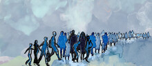Migration. Watercolor Concept Background