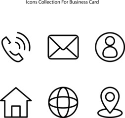 Essential icons set for business card. line icon element for business card design template. icons collection for business cards 