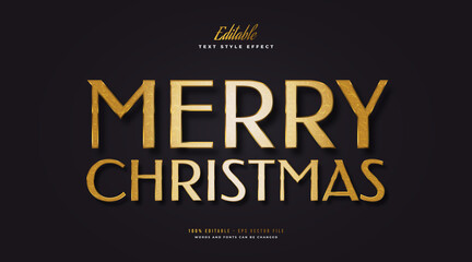 Wall Mural - editable merry christmas text in luxury gold style with embossed effect. editable text style effect