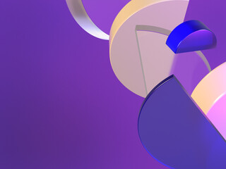 Aufkleber - 3D rendered round shapes in semi-transparent material on a dark background. Illustration of abstract cubes, geometry, or minimalism. Visualization of illusion and backgrounds.