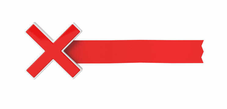 3D X icon symbol with ribbon