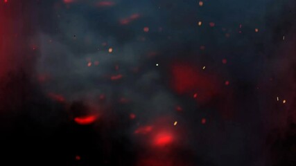 Wall Mural - dark evil clouds raining sparks 4k loop features dark ominous clouds glowing red with red and orange