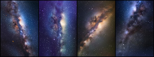 Poster - night starry sky and milky way. stars and nebula. space background set
