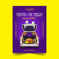 Wall Mural - realistic trunk treat vertical poster template vector design illustration