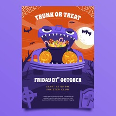 Wall Mural - hand drawn flat trunk treat vertical poster template vector design illustration
