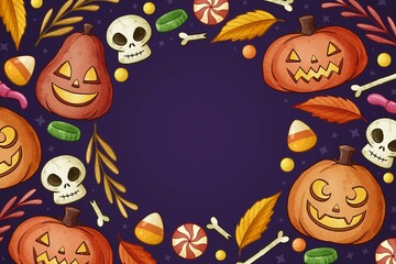 Wall Mural - hand drawn halloween background vector design illustration