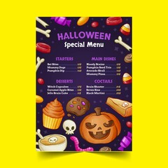Wall Mural - hand drawn halloween vertical menu template vector design illustration