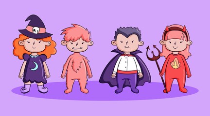 Wall Mural - hand drawn halloween costumes collection vector design illustration