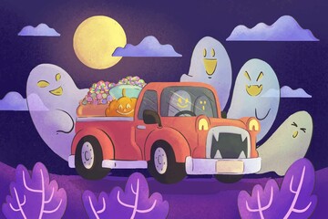 Wall Mural - watercolor trunk treat background vector design illustration