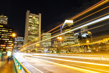 Poster - Traffic light trails in Boston