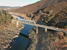 Salmon Falls Bridge Spanning The South Fork Of The American River. Due To Extreme Drought The River Is Nothing More Than A Trickle. 
