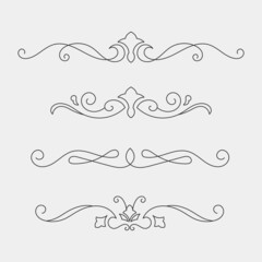 Poster - Vintage ornament vector set in black. -  Vector.