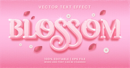 Sticker - Blossom text, shiny pink editable text effect style