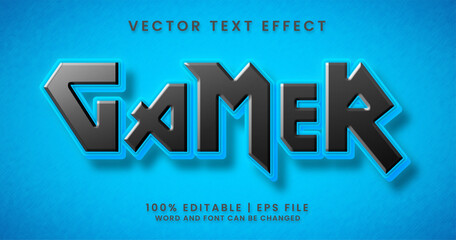 Wall Mural - Gamer text, blue black editable text effect style