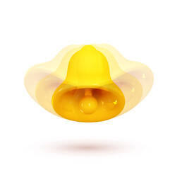 Poster - Bell notifications yellow colors. Realistic 3d design. Isolated on white background. Vector illustration