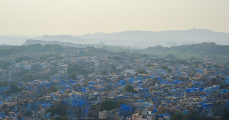 Wall Mural - Old Town of Jodhpur (India) in Blue Hues