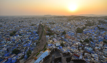 Wall Mural - Old Town of Jodhpur (India) in Blue Hues