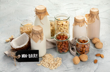 Wall Mural - Assortment of non diary plant based milk.