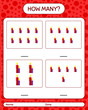 How many counting game with candle. worksheet for preschool kids, kids activity sheet