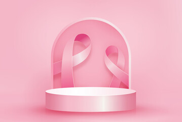 Wall Mural - podium mockup for product display in soft pink background