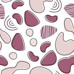 seamless pattern with abstract organic shape. hand drawn various shapes. template with lines and tex