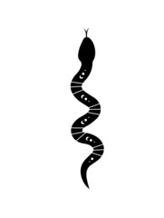 Wall Mural - Magic snake in boho style with moon. Mystical symbol in a trendy minimalist style. Esoteric vector illustration.