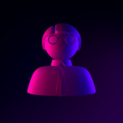 Poster - Man neon icon. 3d rendering ui ux interface element. Dark glowing symbol.
