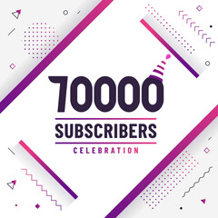 Thank you 70000 subscribers, 70K subscribers celebration modern colorful design.
