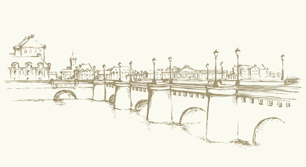 Wall Mural - Bridge. Vector drawing