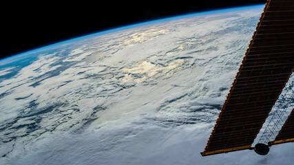 Wall Mural - flight over the earth's surface, made from a space station. 3d rendering