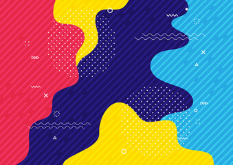 Poster - Abstract pop art color background. Liquid and geometric shape design with trendy Memphis style.