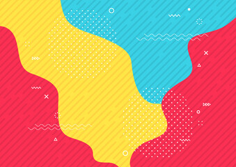 Poster - Abstract pop art color background. Liquid and geometric shape design with trendy Memphis style.