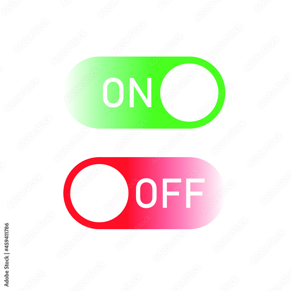 เวกเตอร์ Stock On and Off toggle switch buttons. Switch gradient icon ...