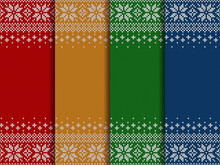 Knitted Sweater Backgrounds With Copyspace. Vector Christmas Pattern Set.