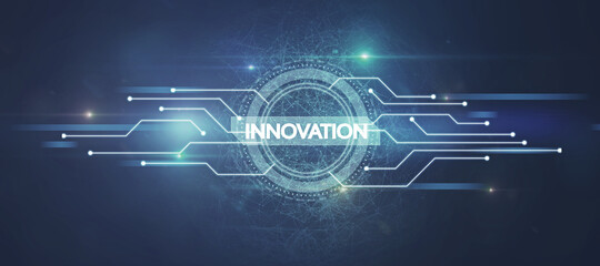 Poster - Abstract glowing polygonal hologram circuit on gray background. Innovation and future concept. 3D Rendering.