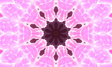 Abstract Pink Kaleidoscope Background. Beautiful Mandala Texture. Unique Kaleidoscope Design. Flowers Pattern Illustration Background.