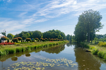 Wilga river at summer time in Garwolin, Poland.