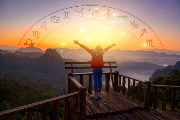zodiac signs inside of horoscope circle astrology and horoscopes concept