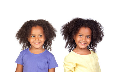 Canvas Print - Happy identical sisters laughing