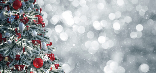 christmas tree, merry christmas and happy festivities concept
