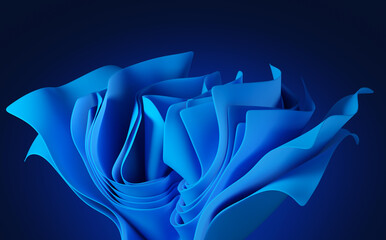 Wall Mural - Abstract modern minimal background with folded fabric, blue cloth