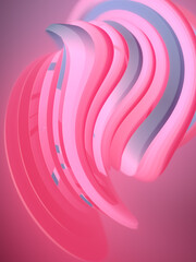 Fototapete - Modern wavy curved shapes with colored stripes, digital illustration. Abstract geometric background. 3d rendering