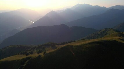 Poster - Highland pasture at the sunset. Soca valley, Slovenia