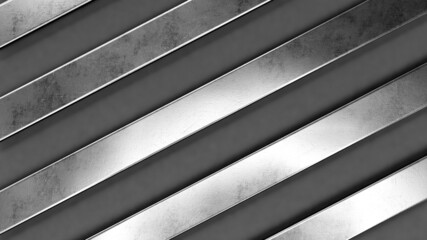 Poster - silver metallic striped background with scratches. 3d aluminum abstract silver metal background illu